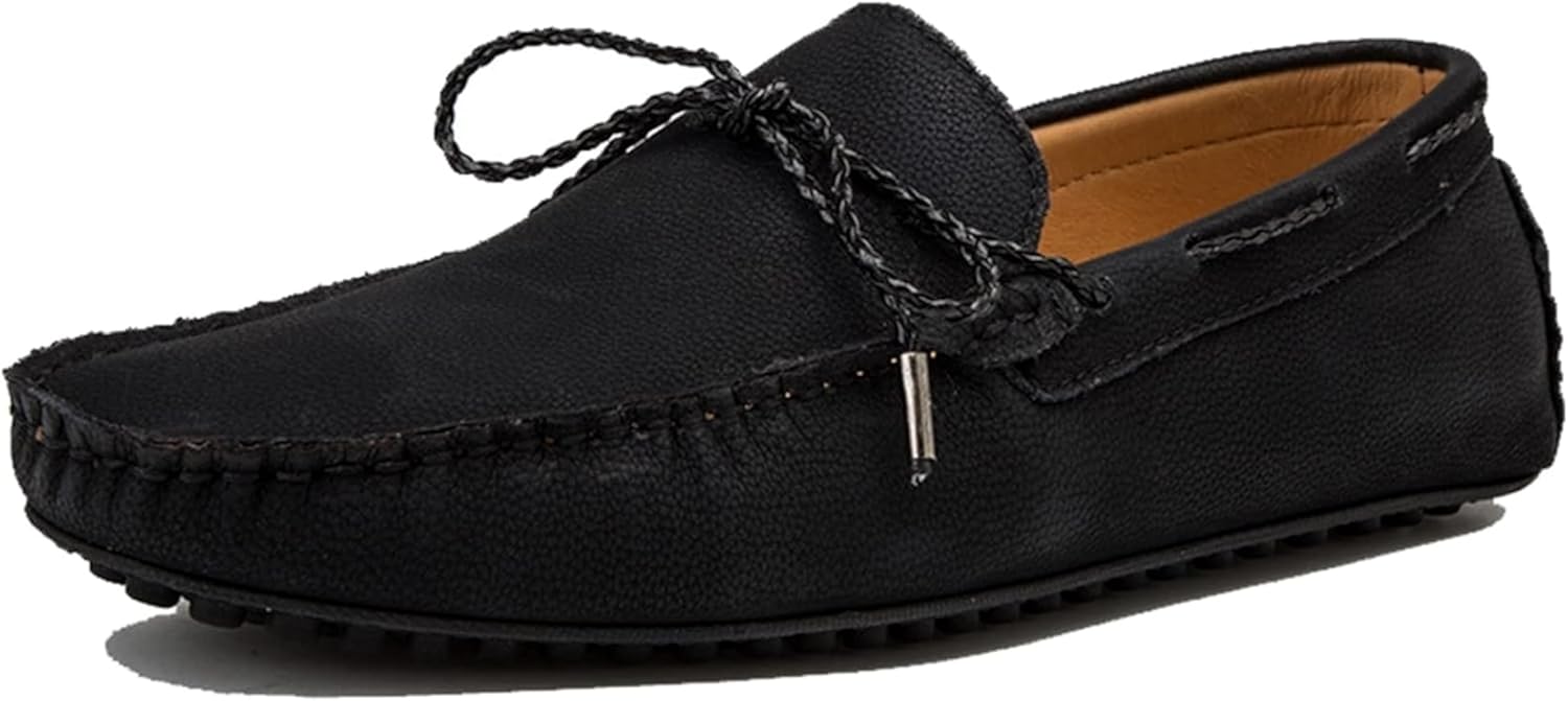 

Мужские искусственные пенни-лоферы, мягкие туфли на плоской подошве, обувь и скольжения, повседневные прогулочные лодочные туфли Oxcowniu, черный