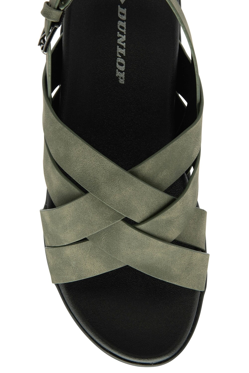 Женские босоножки на плоской платформе с перекрестными ремешками Dunlop, зеленый — фото 4