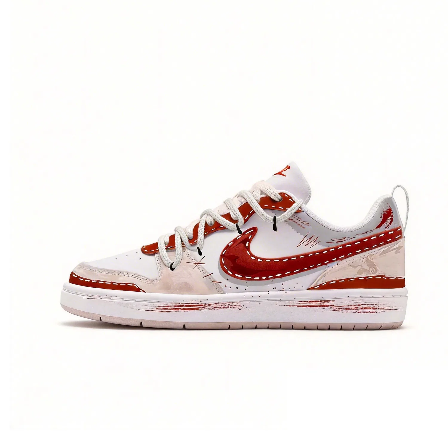 Детские низкие скейтбордические кроссовки Court Borough slip resistant abrasion resistant Red White Unisex Nike