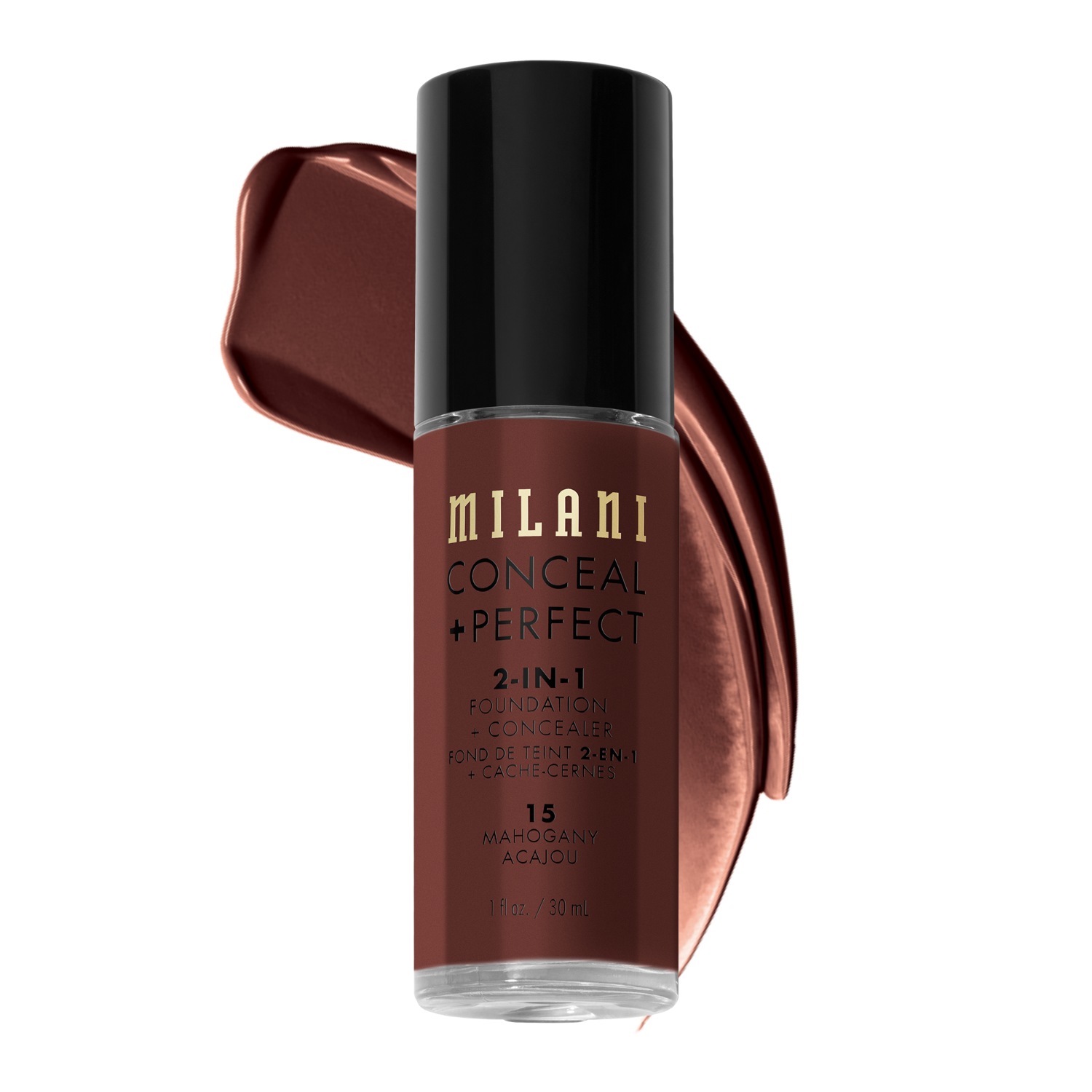 Тональный крем для лица conceal + perfect 2in1 Milani, 15 - mahogany, объем 30 мл — фото 4