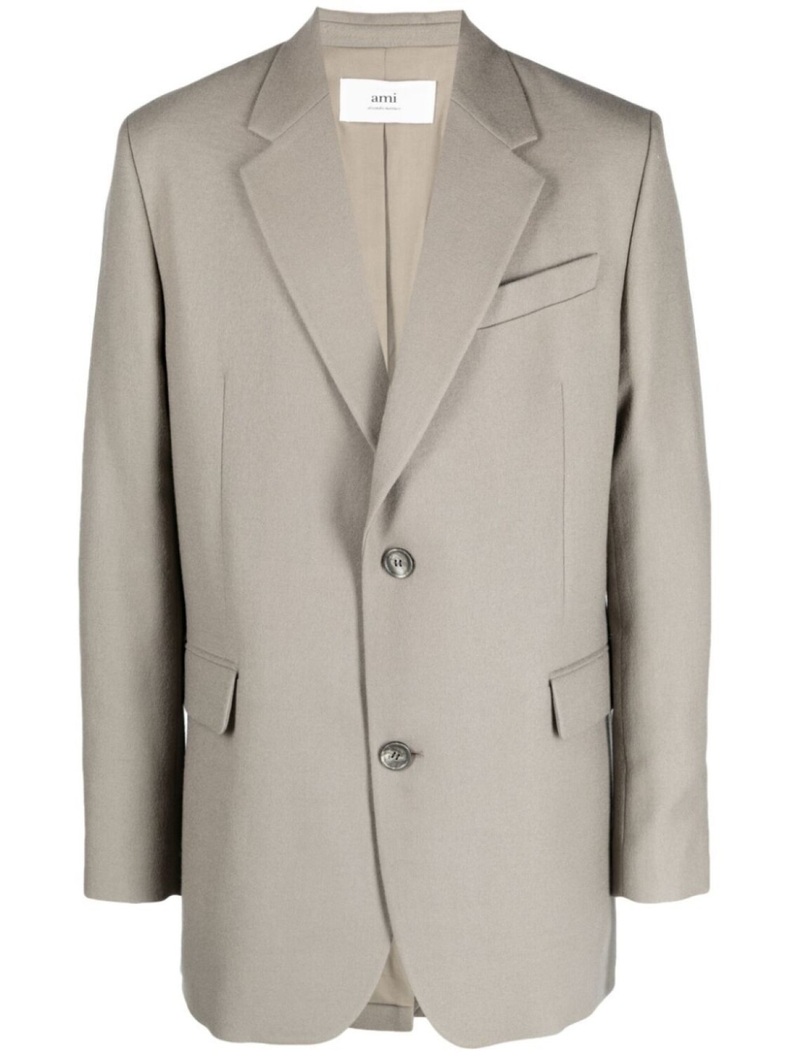 

AMI Paris single-breasted virgin-wool blazer, нейтральный цвет