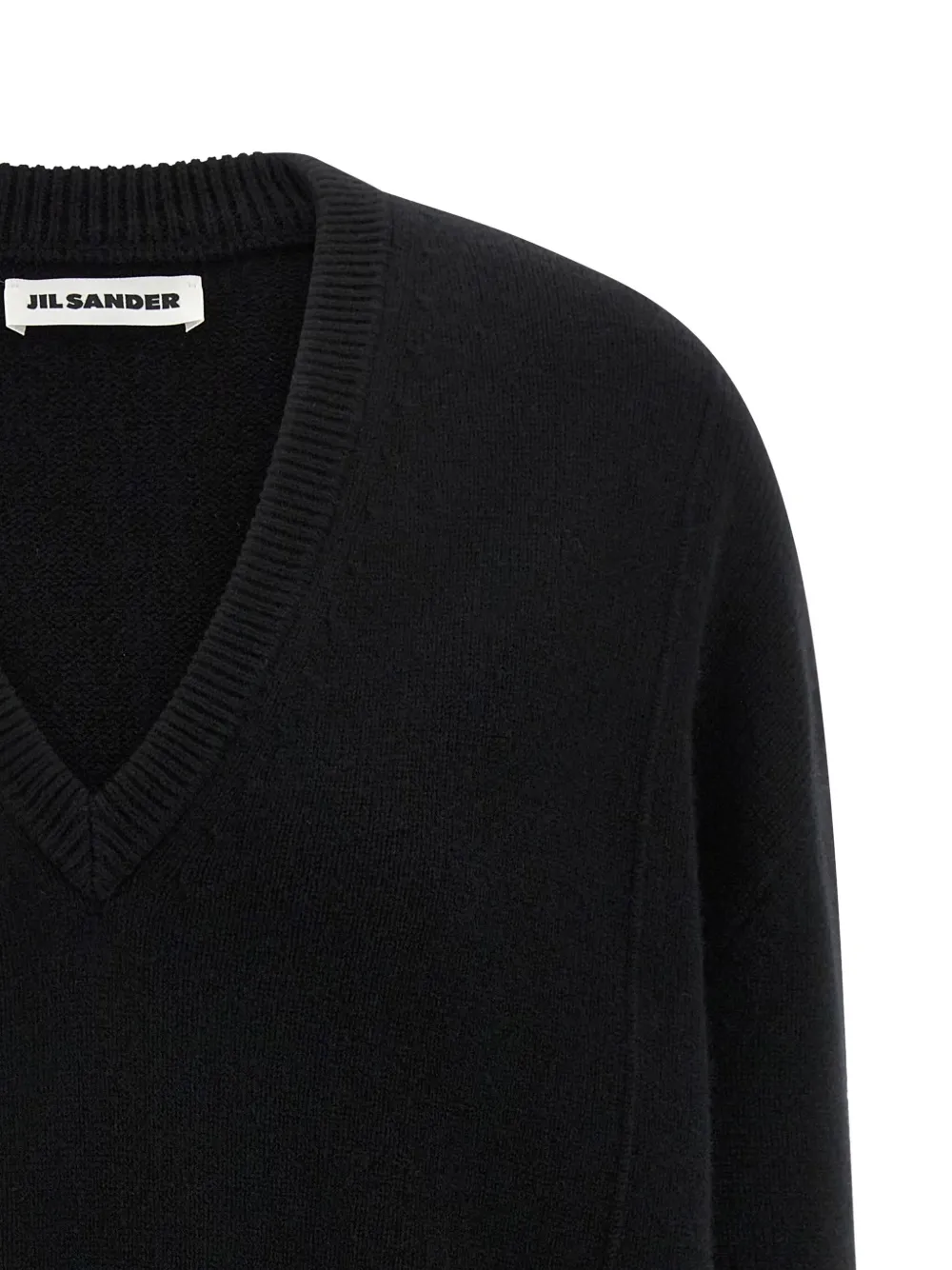 Свитер с V-образным вырезом Jil Sander, черный — фото 3