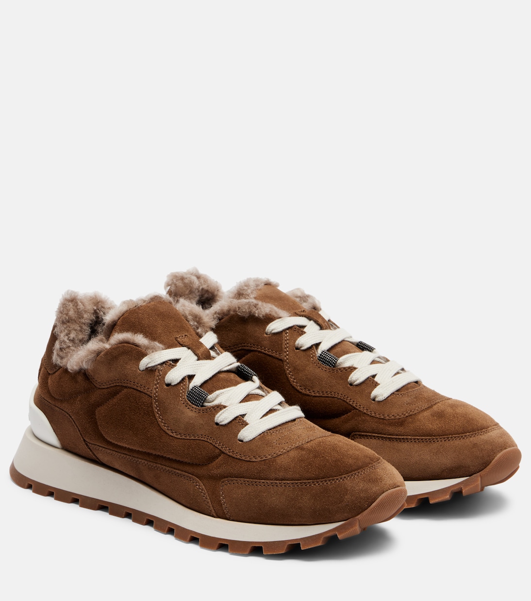 Кроссовки Runner Monili из замши и парусины Brunello Cucinelli, Liht Brown