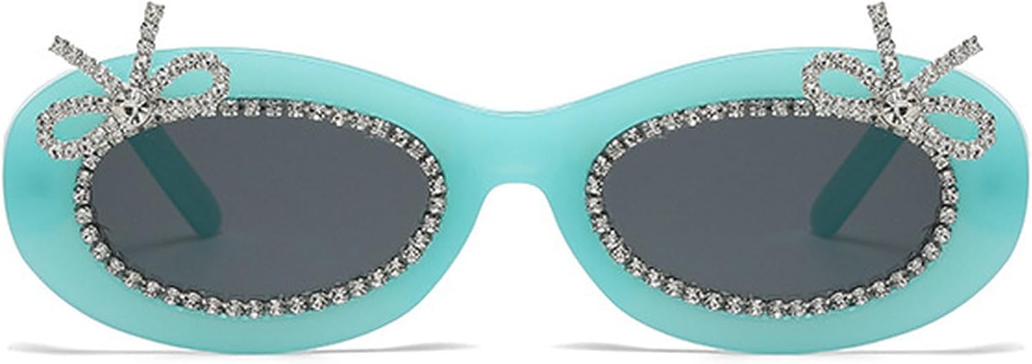 

Овальные солнцезащитные очки с бриллиантовым бантом, женские блестящие очки для фотосессий, солнцезащитные очки со стразами для женщин, защита от ультрафиолета UV400 mincl, Green Black