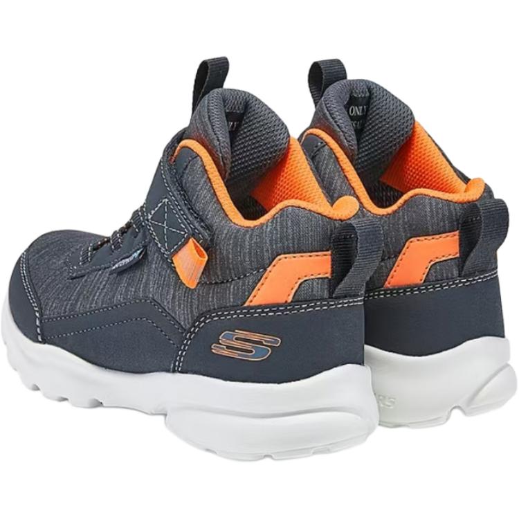 Skechers Kids Износостойкие и водонепроницаемые детские кроссовки средней высоты для мальчиков. Цвет: темно-серый, оранжевый. — фото 3