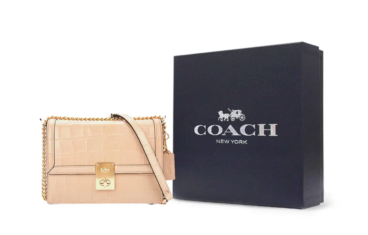 

COACH Кожаная сумка через плечо Hutton Cow малая женская бежевая