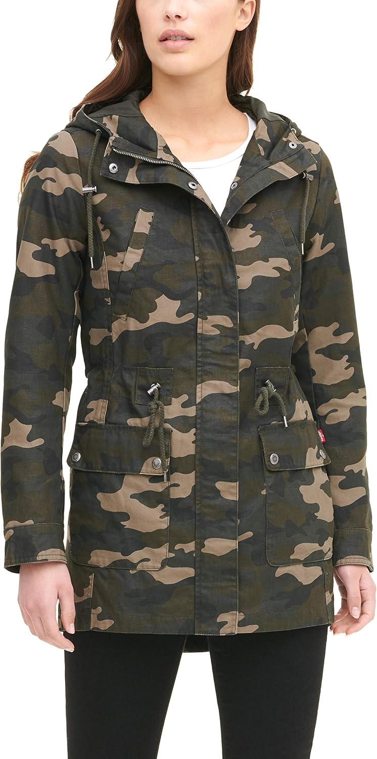 

Levi's Женская хлопковая анорак-куртка с капюшоном, Olive Camo
