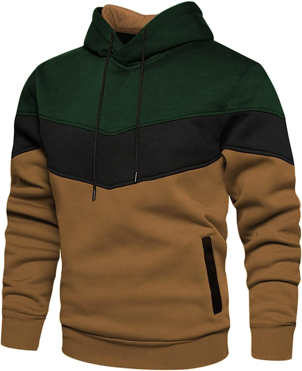 

Мужской худи с цветными блоками, флисовый, с капюшоном и карманом