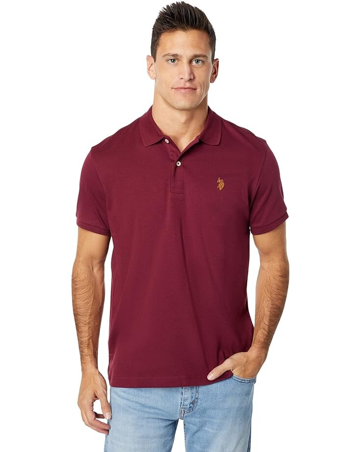Поло U.S. POLO ASSN. Solid Interlock Polo, темно-бордовый