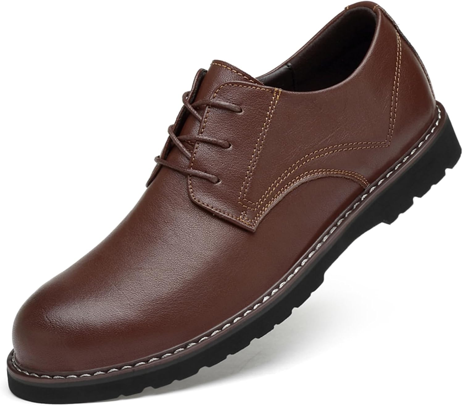 

Мужские классические оксфорды MWX с шнуровкой, формальная модель с круглым носком, повседневные туфли, коричневый