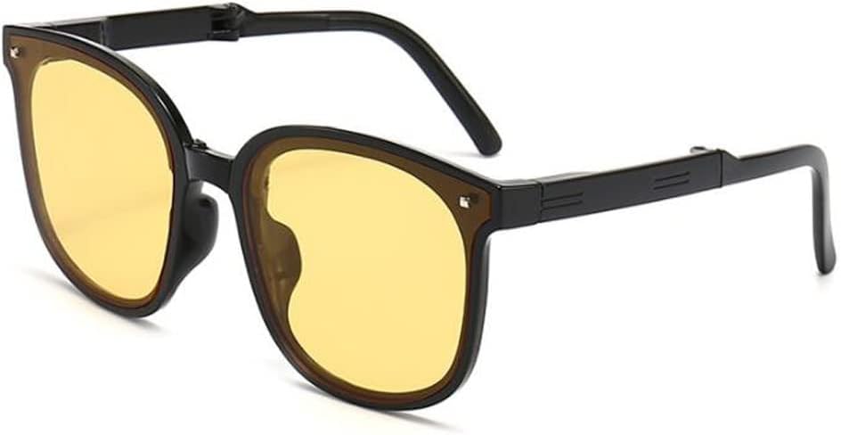 

Складные солнцезащитные очки для мужчин и женщин, квадратная оправа большого размера, модель Bananas a Mi Ding Glasses, портативные солнцезащитные очки star shop, Black Frame Yellow Flakes