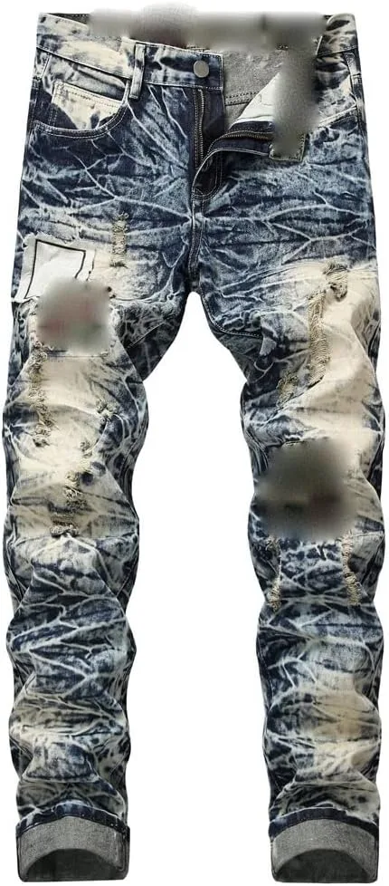 

Джинсы Denim Ripped Straight с молнией Plus Size SIDUFHAOPKLL