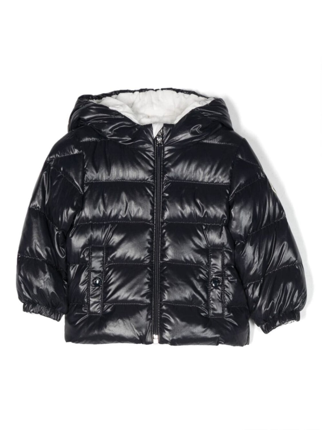 

Moncler Enfant пуховик на молнии с капюшоном, синий