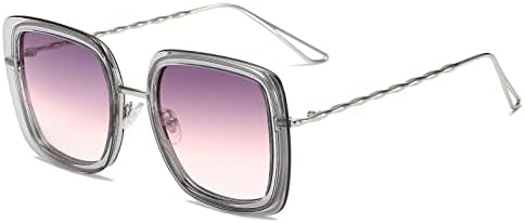 

Большие солнцезащитные очки для женщин и мужчин, прозрачные металлические солнцезащитные очки, ретро-очки для женщин и мужчин, защита от ультрафиолета UV400 MTZJH, Gray