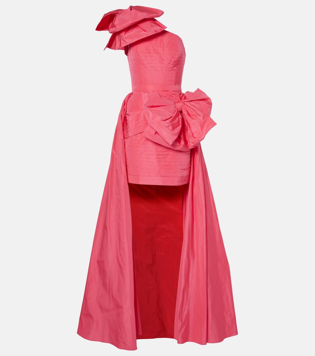 

Мини-платье из плиссированной тафты с драпировкой и бантом Elie Saab, цвет loulou magenta