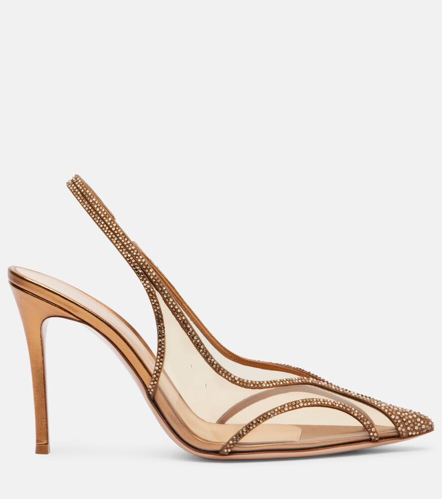 Туфли-лодочки Diana 95 из полиуретана с кожаной отделкой Gianvito Rossi, Bronze+Mekong+Bronze — фото 4