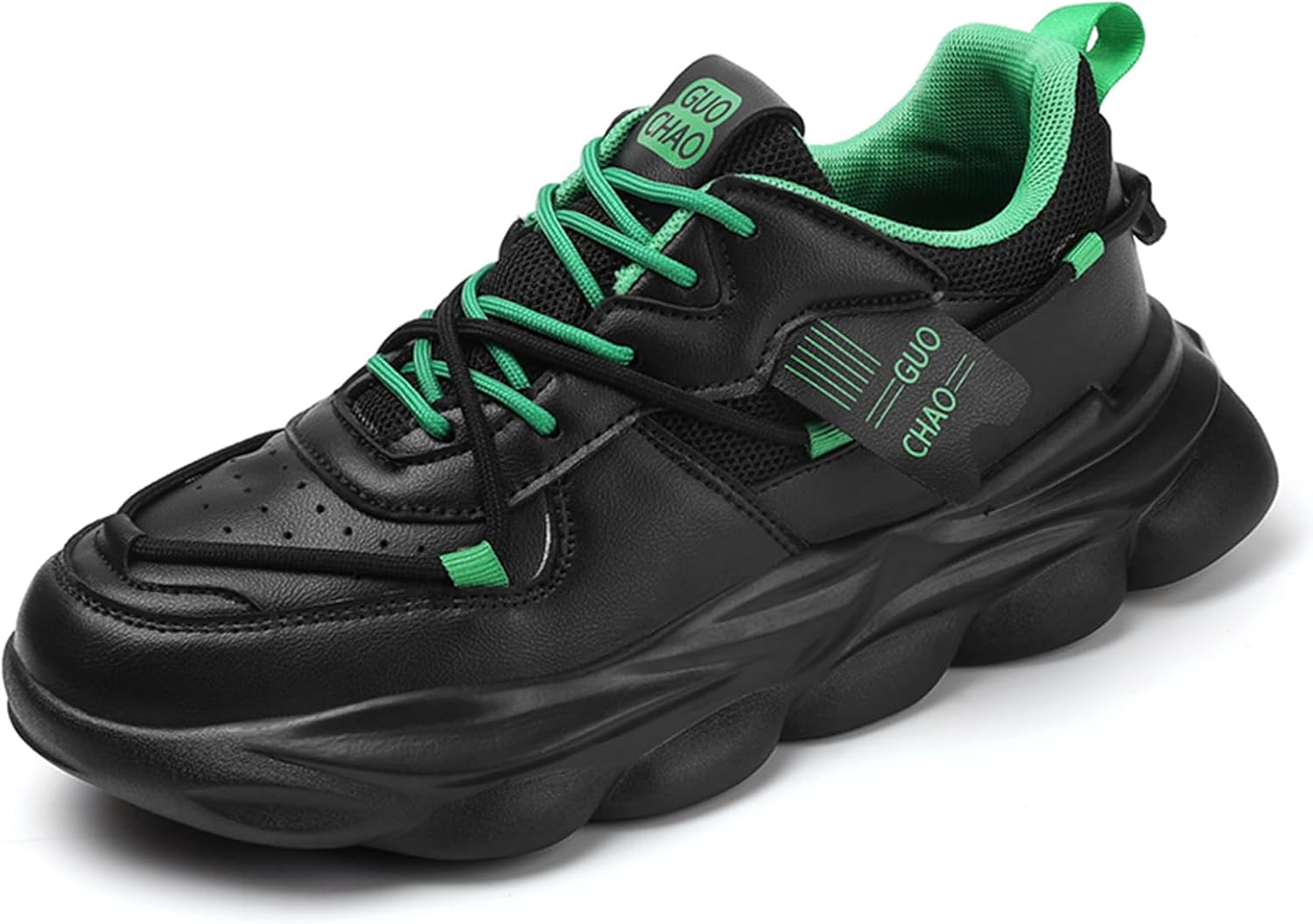 

Мужские кроссовки для бега на шоссе с амортизацией, мужские кеды, теннисные и ходовые спортивные повседневные обувь для мужчин Spwagym, черный/зеленый