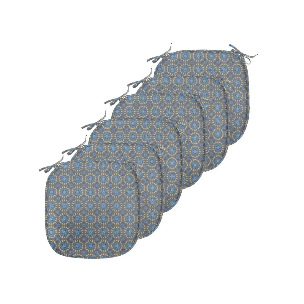 

ABAKUHAUS Подушка для обеденного стула в этническом стиле Мандала Декоративная водонепроницаемая подушка с ремнями для кухонных сидений 40 см x 40 см Упаковка из 6 шт. Светло-желтый Голубой, черный