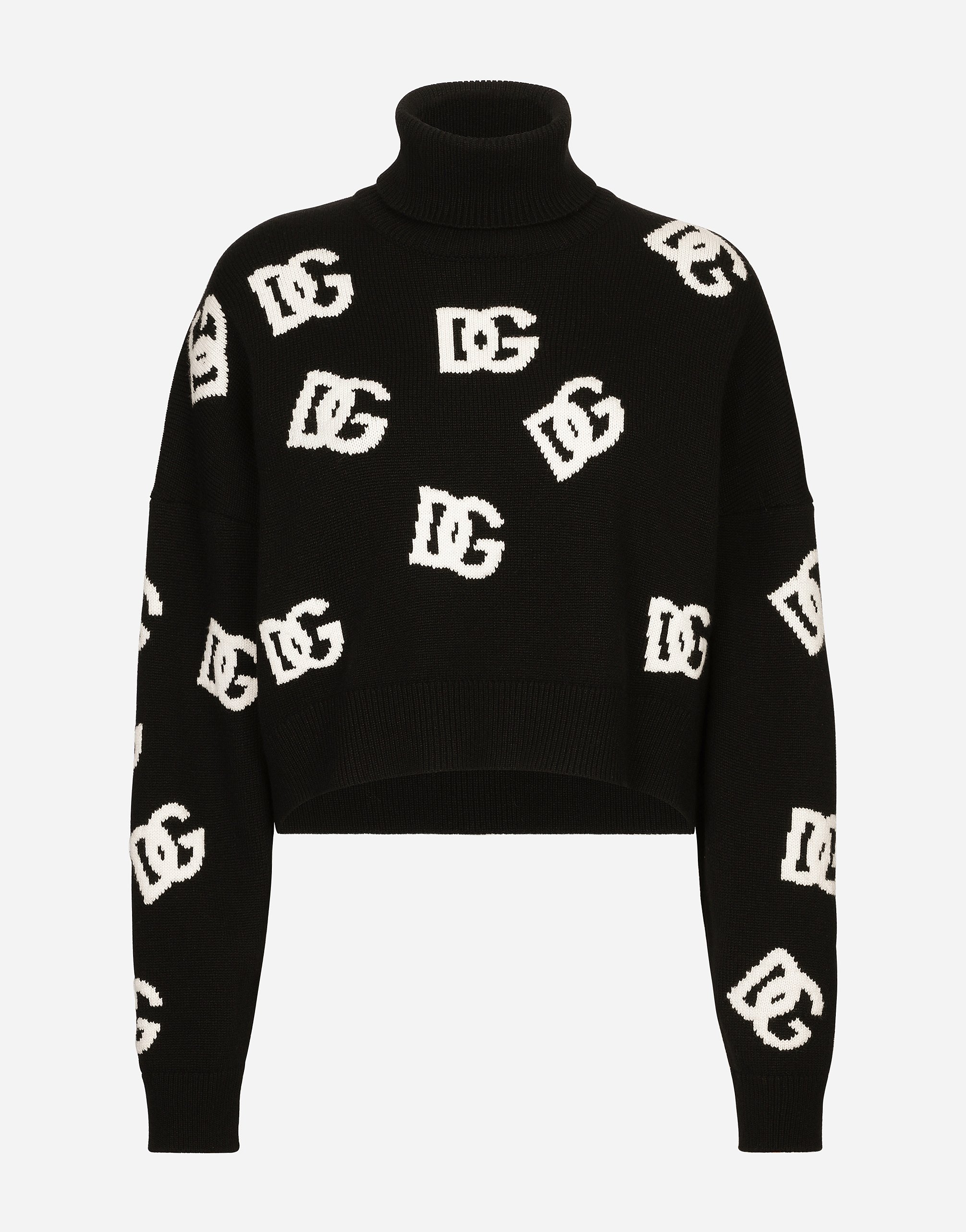 

Шерстяной свитер с воротником-гольф и вставкой с логотипом dg Dolce & Gabbana, мультиколор