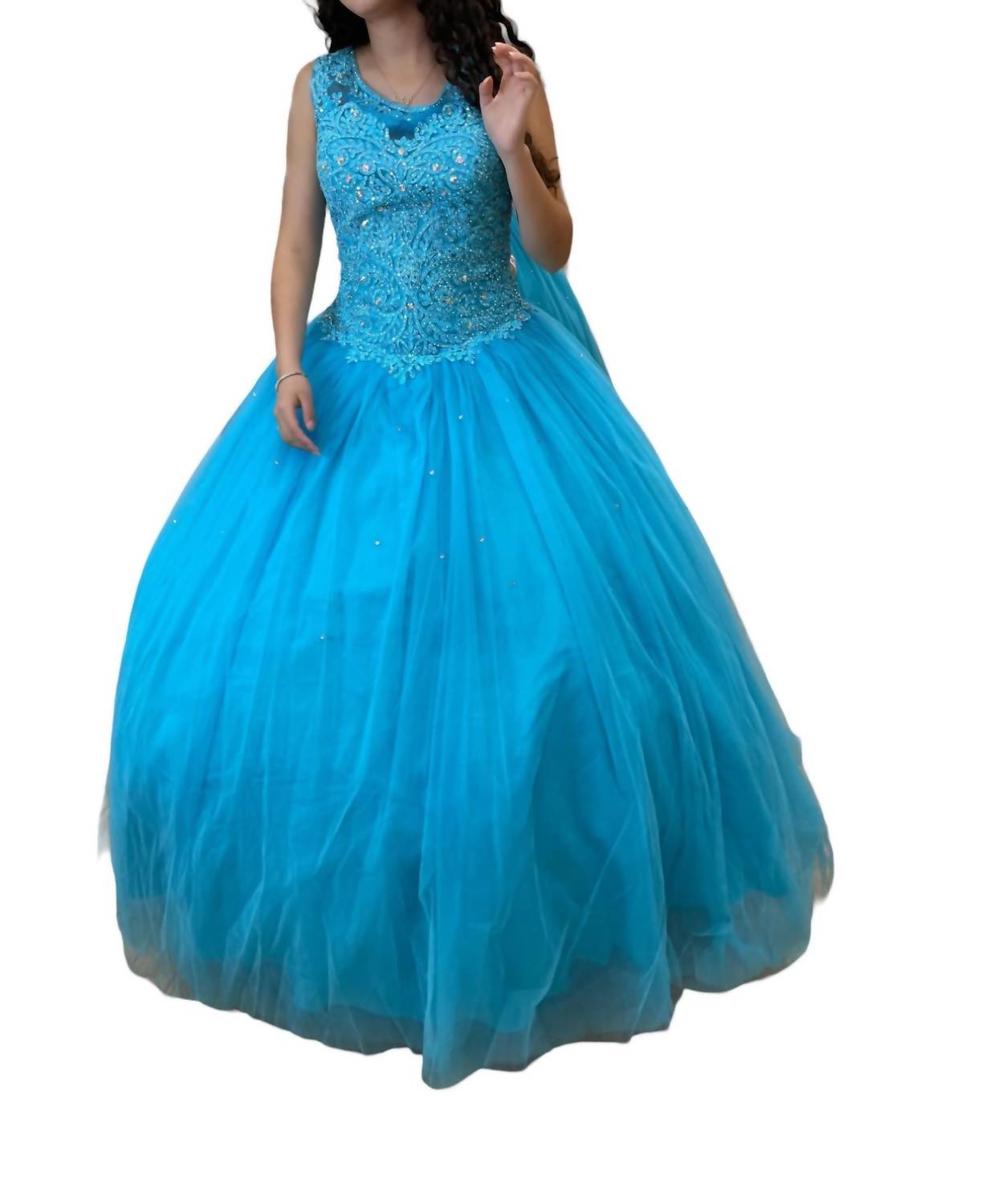 Бирюзовое платье Quinceañera с овальным вырезом House of Wu — фото 2