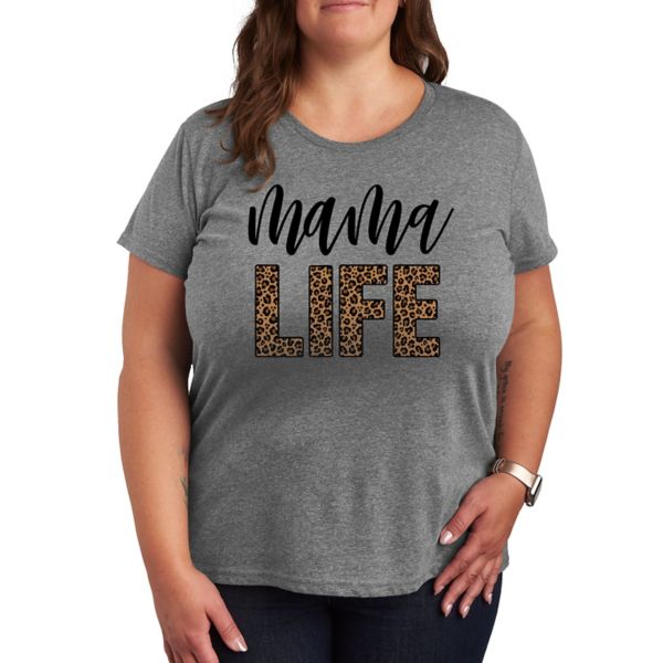 

Футболка с леопардовым принтом Plus Mama Life Unbranded, серый