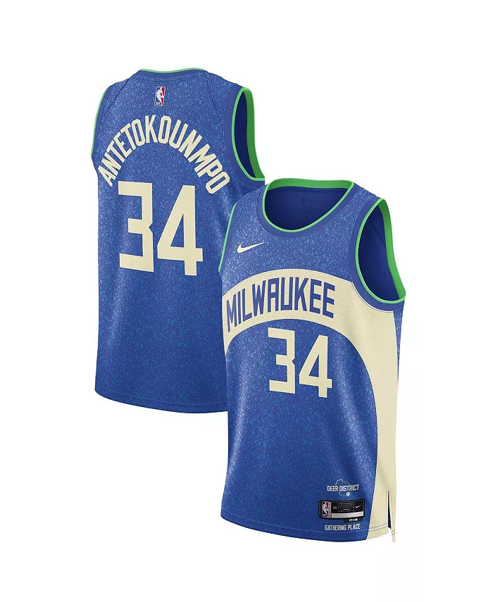

Мужская и женская баскетбольная майка Giannis Antetokounmpo Milwaukee Bucks Swingman Nike, синий