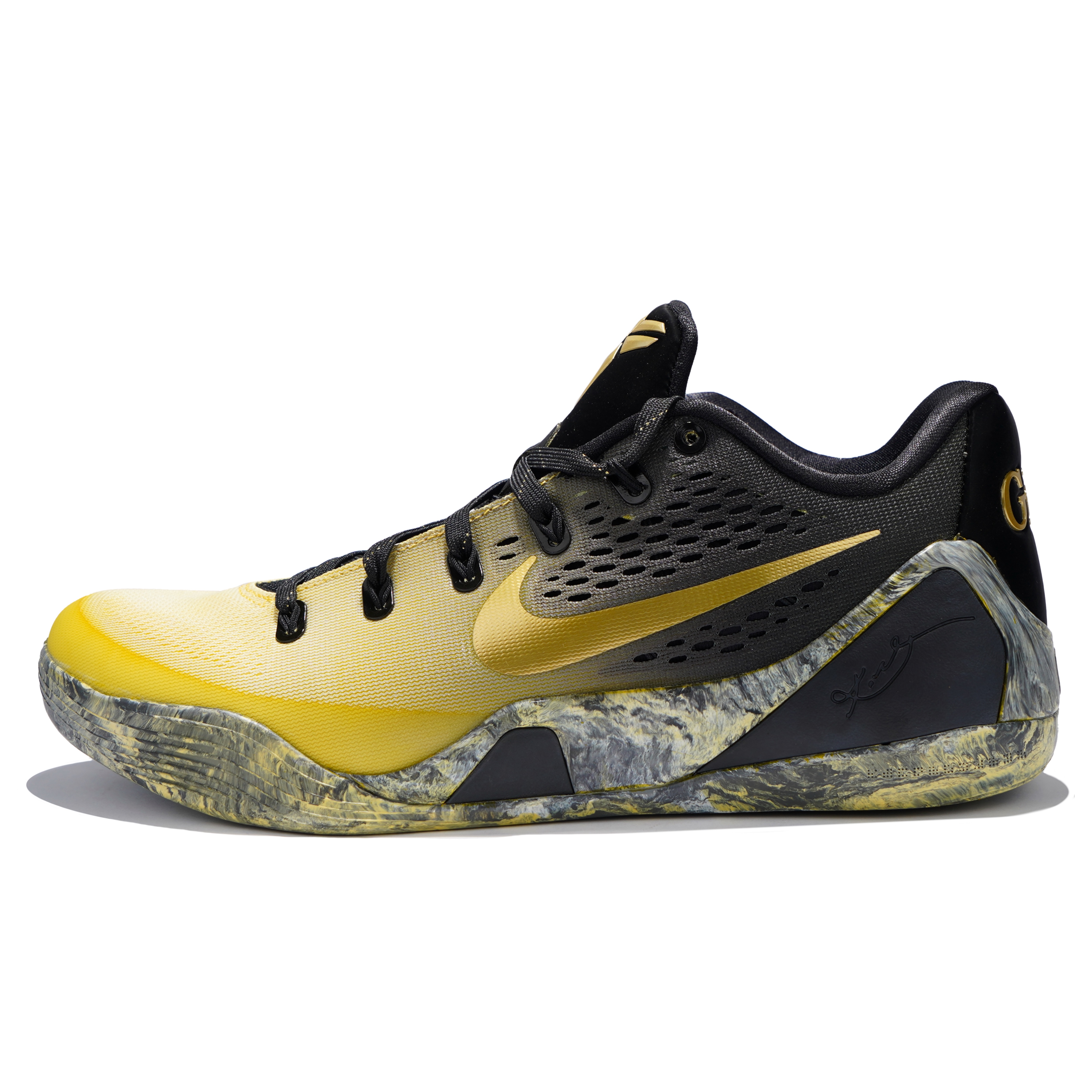 Nike Баскетбольные кроссовки Kobe 9 с низким верхом, устойчивые к истиранию, унисекс, черно-желтые
