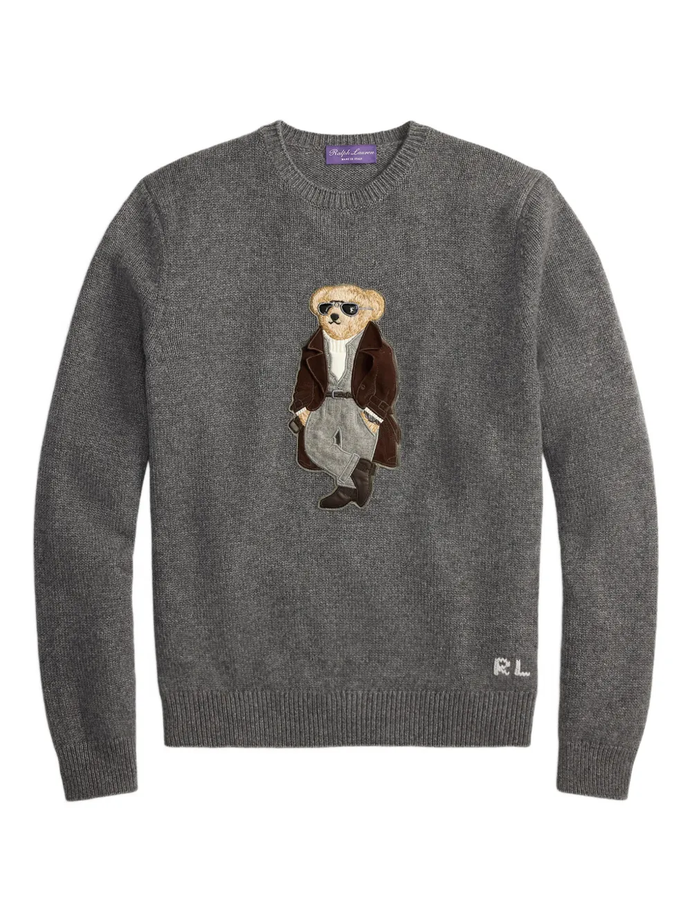 

Кашемировый свитер polo bear Ralph Lauren Purple Label, серый