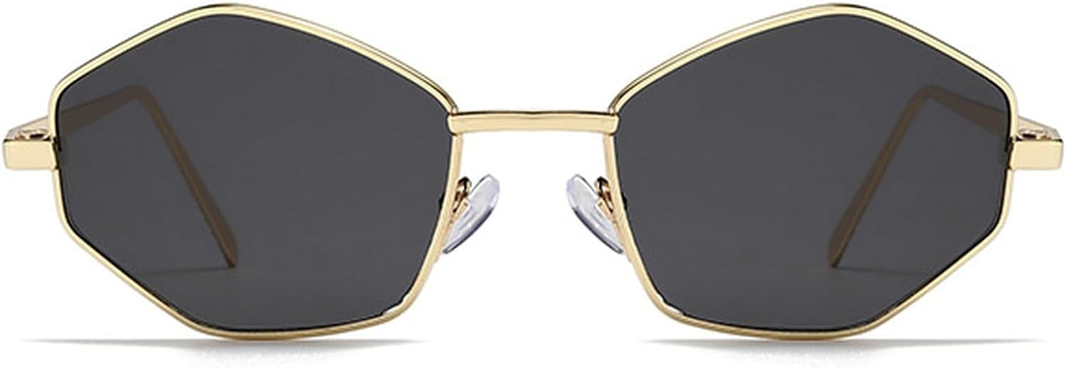 

Солнцезащитные очки в шестиугольной оправе для женщин, модель 2025, многоугольные, неправильной формы, с золотой металлической оправой, с защитой от УФ-излучения mincl, Gold Black