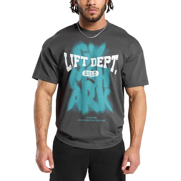 

Gymshark Мужская футболка асфальтово-серого цвета, Серый, Gymshark Мужская футболка асфальтово-серого цвета