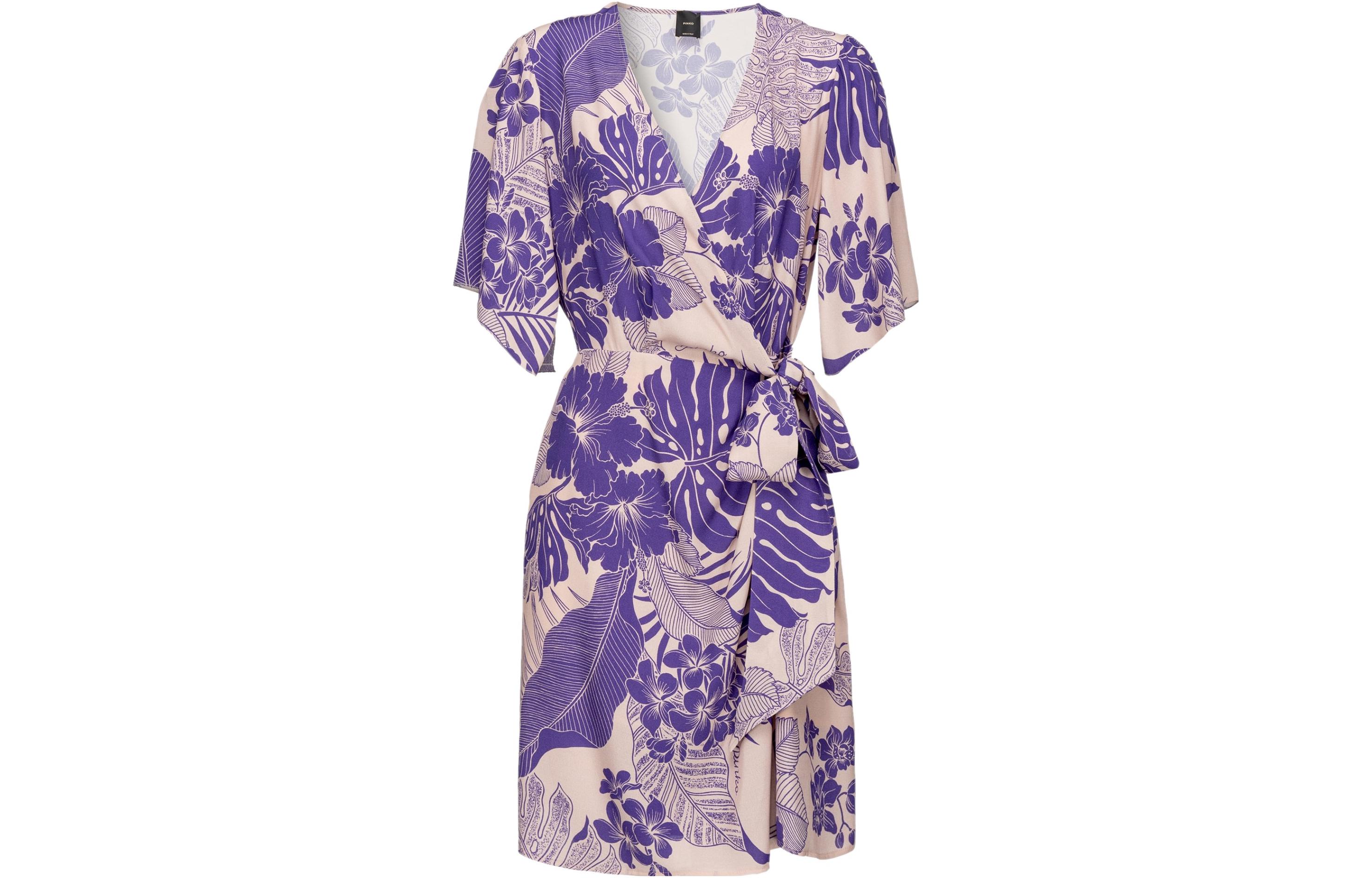 

Короткое платье с короткими рукавами женское фиолетовое PINKO