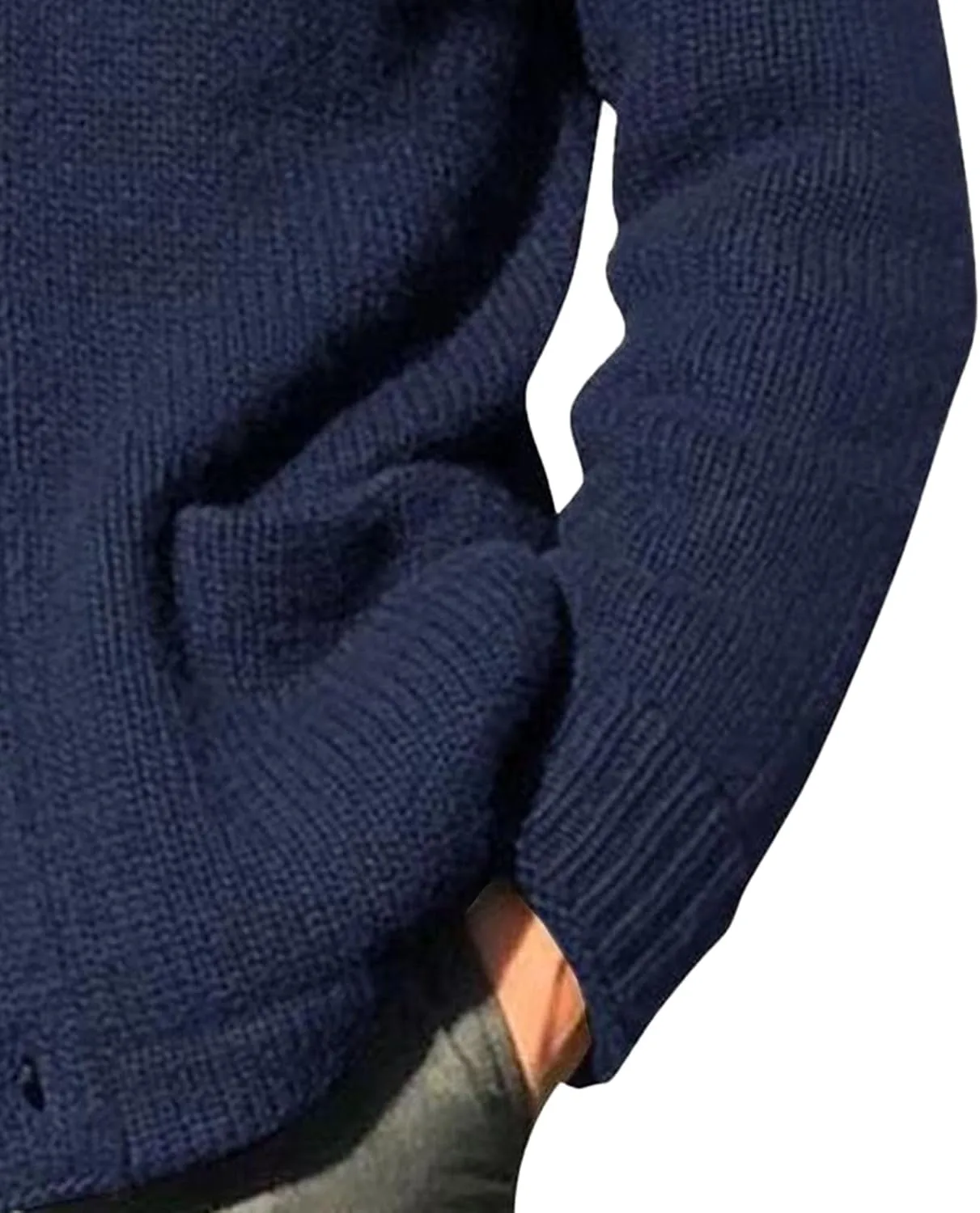 Мужской свитер с воротником-шалью на пуговицах, длинный рукав, slim fit — фото 2