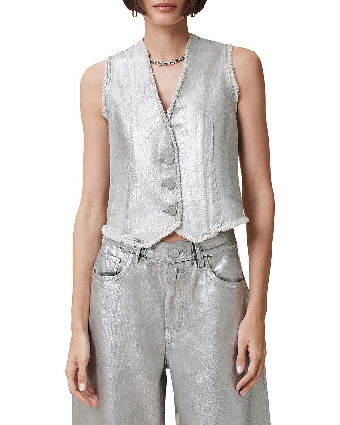

Андреа Жилет из Покрытого Денима ALLSAINTS, серебряный