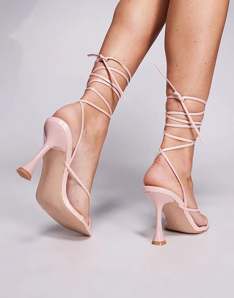 Босоножки SIMMI Shoes Pixar с металлическим шнурком на каблуке розового цвета — фото 2