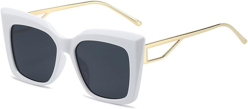 

Модные классические ретро-солнцезащитные очки «кошачий глаз» для женщин, роскошные линзы с большим градиентом, популярные прямоугольные солнцезащитные очки для женщин с защитой от УФ-излучения UV400 TKKTLLT, White Gray