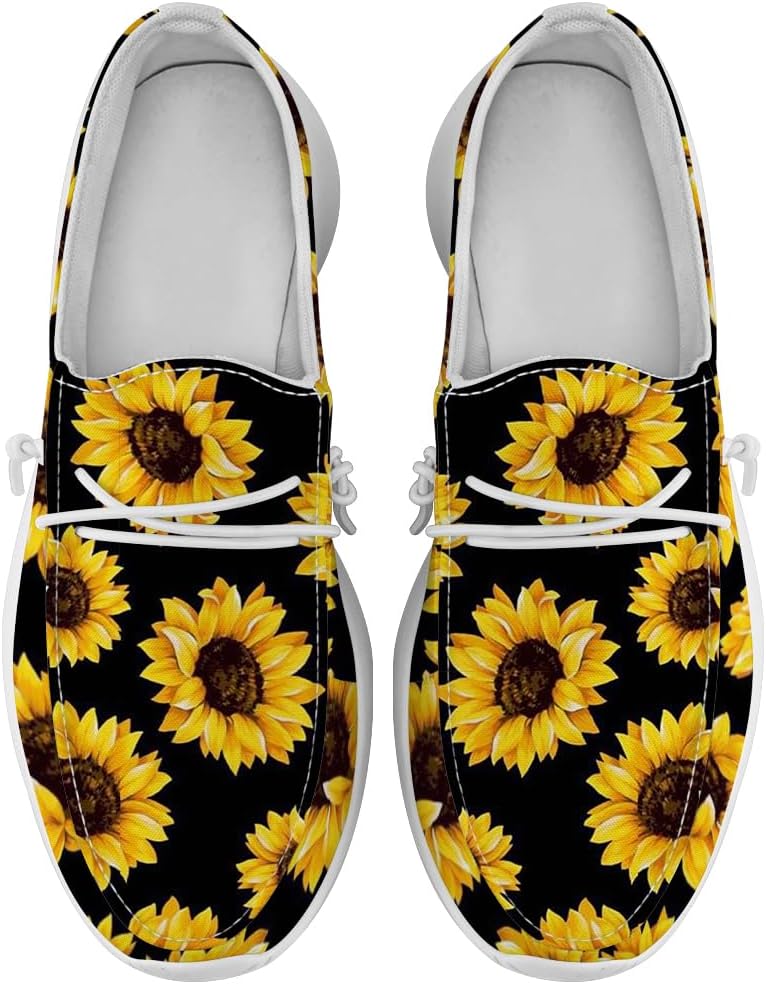 

Женские лоферы Quorax слипоны кроссовки «Подсолнух» Подарки для женщин и мужчин, черный/желтый