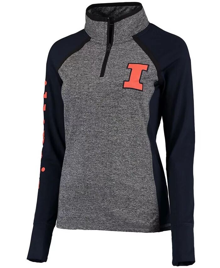 

Женская серо-темно-синяя куртка-пуловер с молнией в четверть Illinois Fighting Illini Finalist Camp David