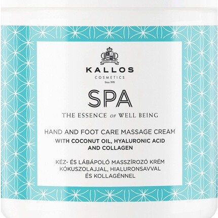 Массажный крем для ухода за руками и ногами Spa с кокосовым маслом, гиалуроновой кислотой и коллагеном 500мл, Kallos — фото 2