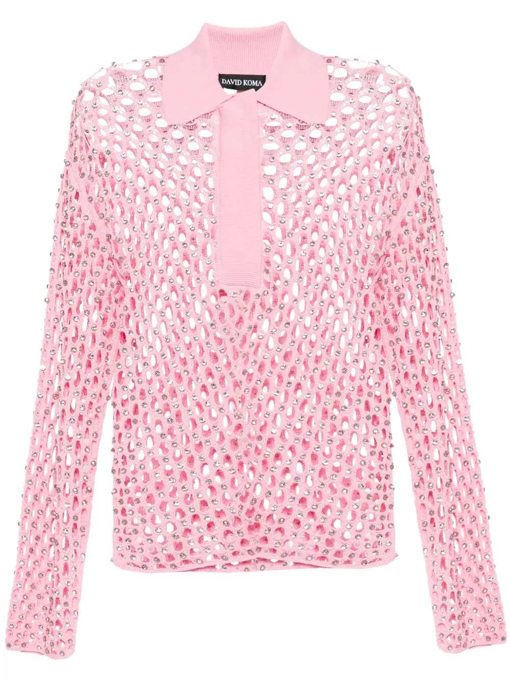 

Сетчатый топ с кристаллами David Koma, розовый