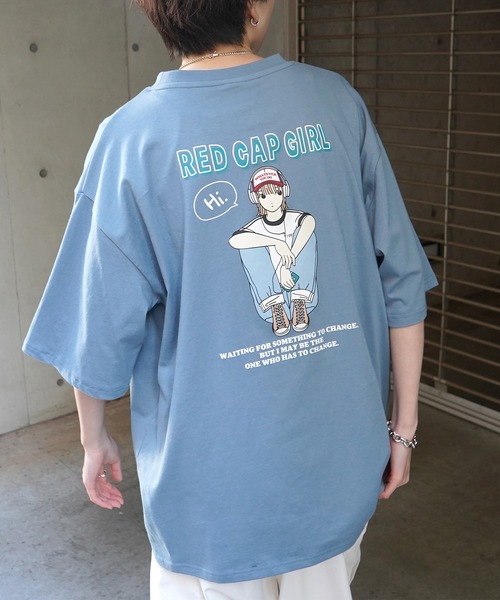 

Футболка с коротким рукавом унисекс, приталенная, с крупным силуэтом, принтом спереди и сзади, бренд Red Cap Girl