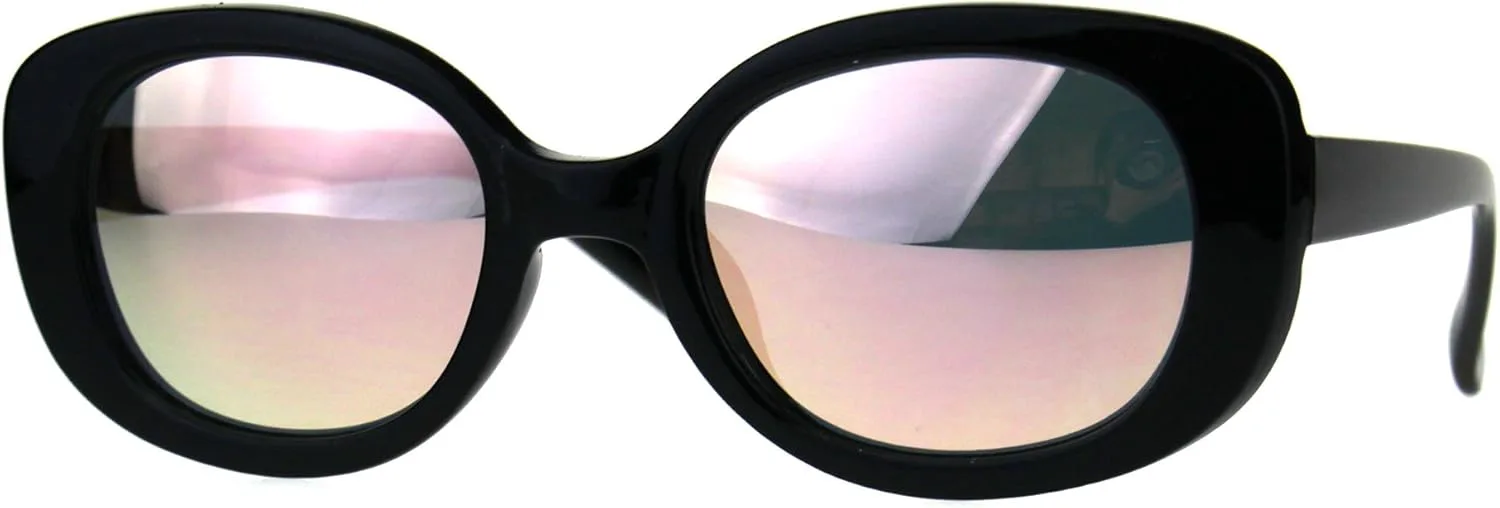 

Овальные и прямоугольные солнцезащитные очки в винтажном стиле ретро для женщин, зеркальные линзы, защита от УФ-излучения UV 400 PASTL, Black (Pink Mirror)