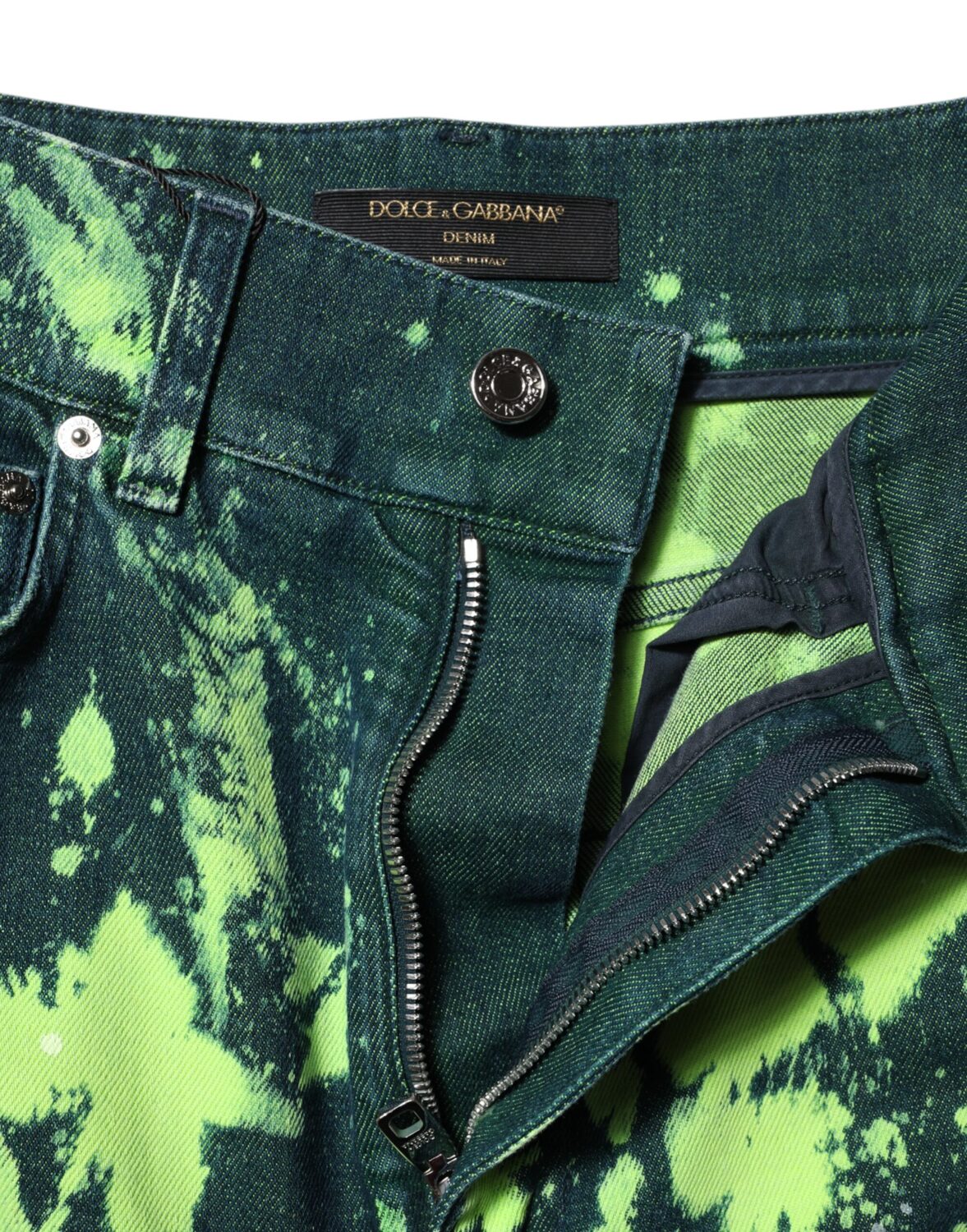 Джинсы Green Color Splash с высокой талией Dolce & Gabbana, зеленый — фото 3