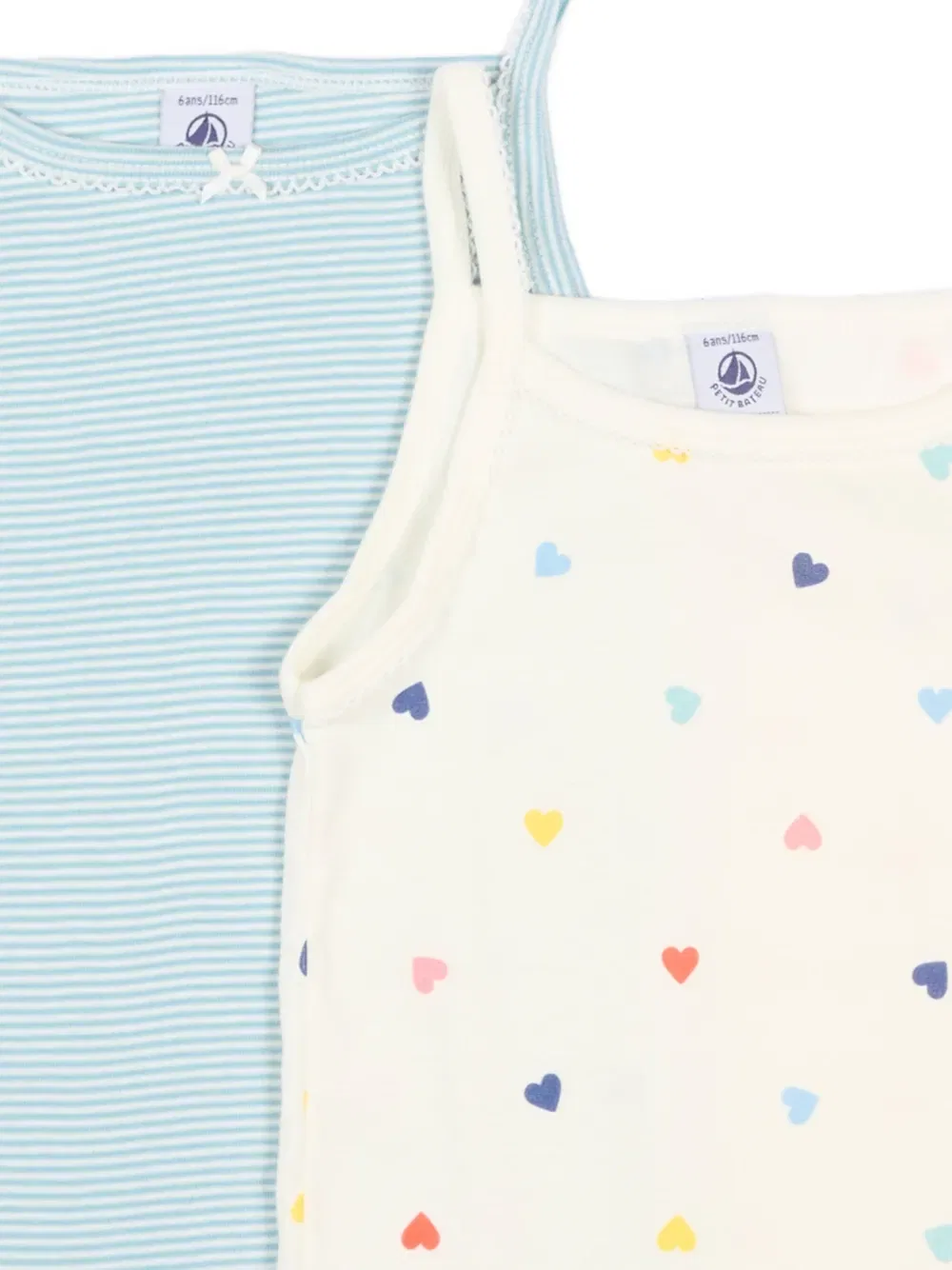 Комплект из двух маек с принтом в виде сердечек Petit Bateau, синий — фото 4