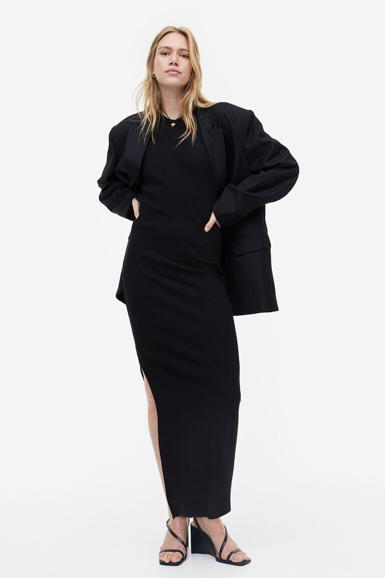 

Платье из джерси в рубчик H&M, черный
