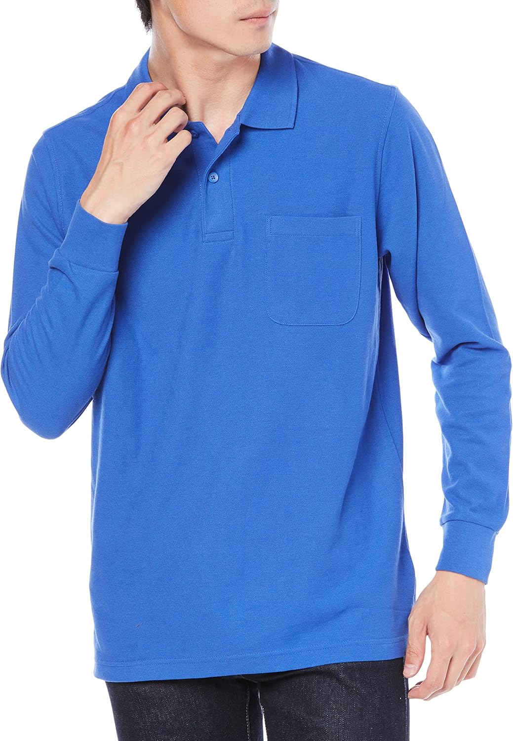 

Мужская поло-рубашка LIFEMAX MS3115 из ткани CVC Pique Dry с длинными рукавами и карманами, синий