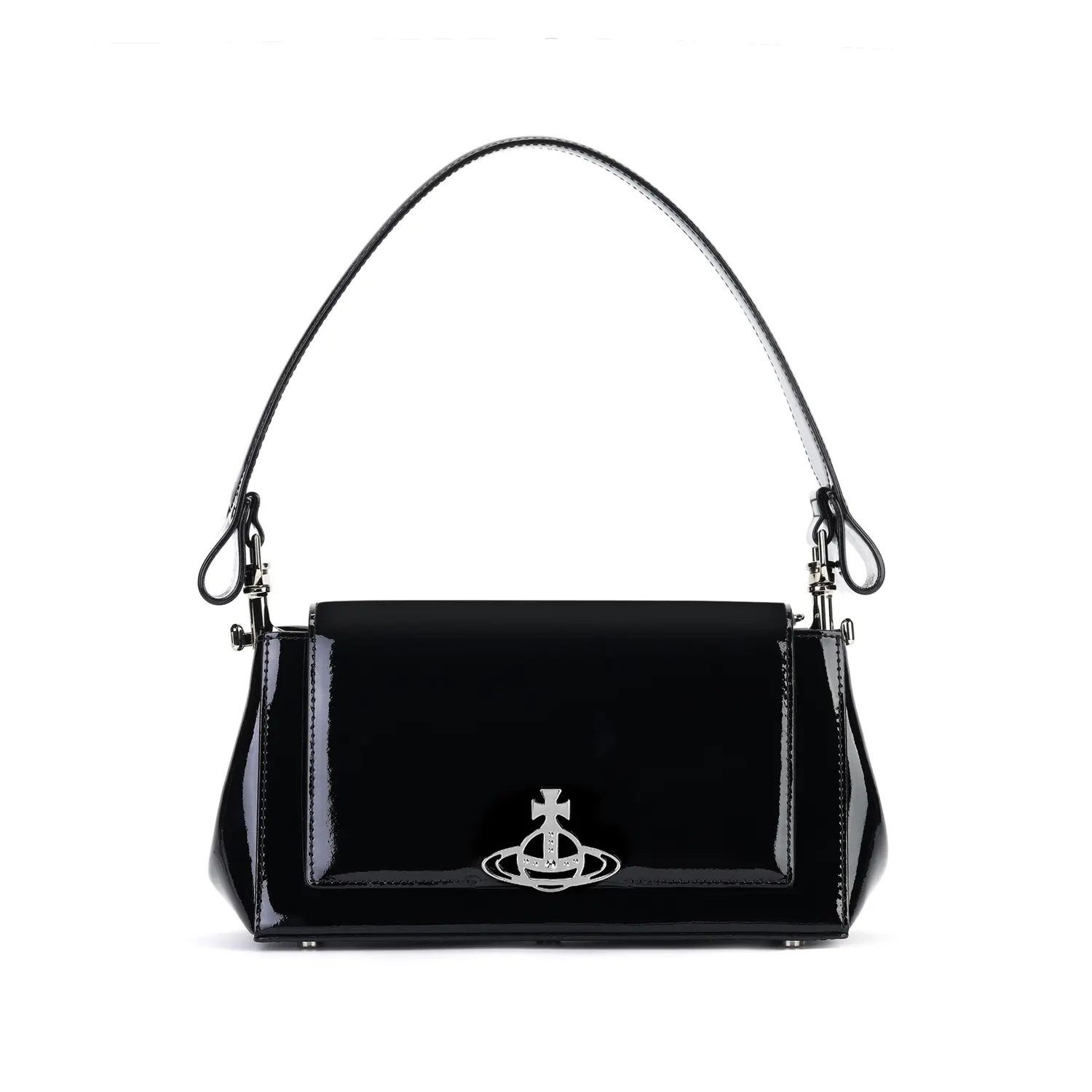 

Vivienne Westwood HAZEL Кожаная плечевая сумка сумка-багет через плечо среднего размера женская черная