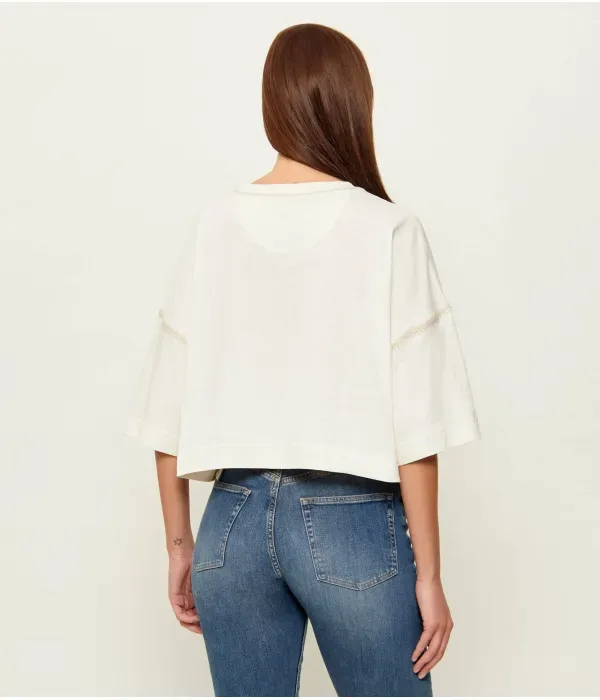 Футболка C_Вязание крючком cropped fit Boss Orange, экрю — фото 3