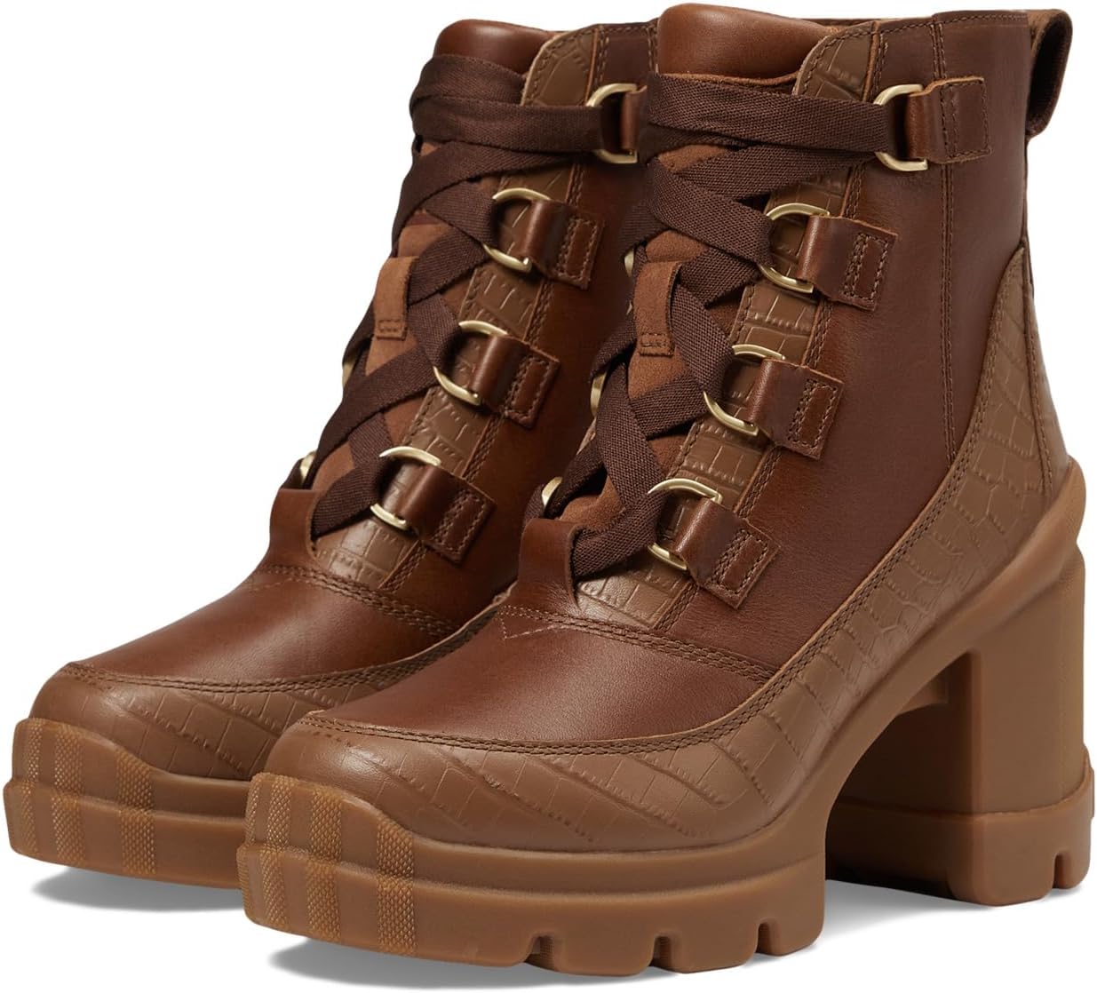 Ботинки женские SOREL Caribou комбинированные на каблуке, коричневый