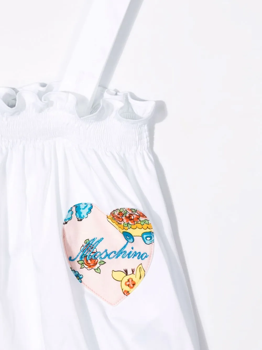 Комплект из комбинезона и шапки бини с графичным принтом Moschino Kids, белый — фото 4