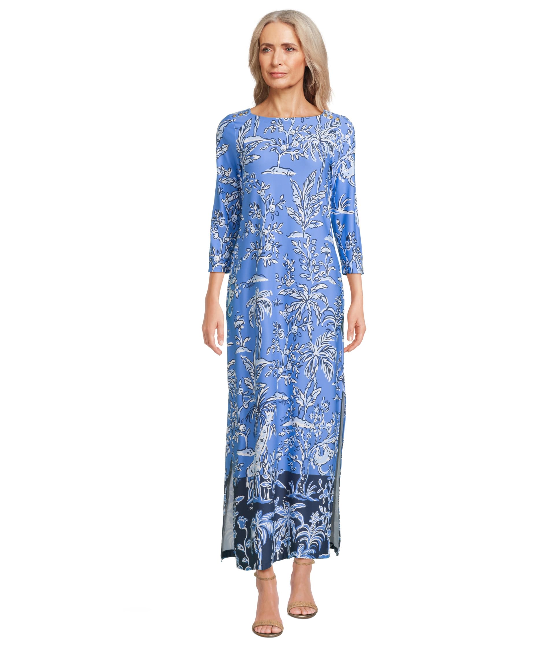 

Платье Lilly Pulitzer UPF 50 Chillylilly Seralina Maxi Dress, цвет Sunwashed Blue Tall Tales Engineered Chillylilly